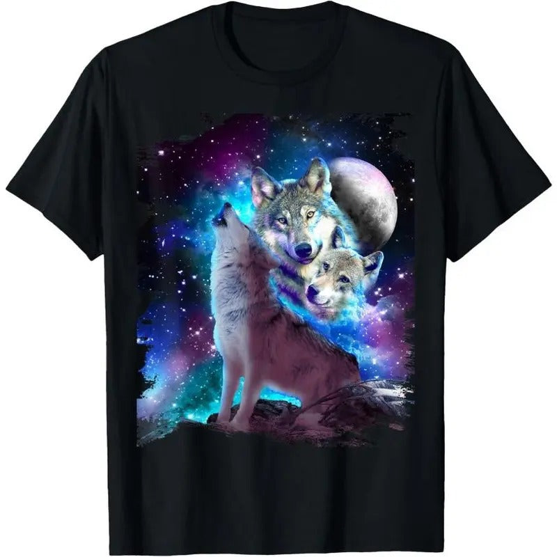 Cosmic Space Wolf Wolves Family Howling At Moon T-Shirt Hoodie, Sweatshirt | CiraTrend.com