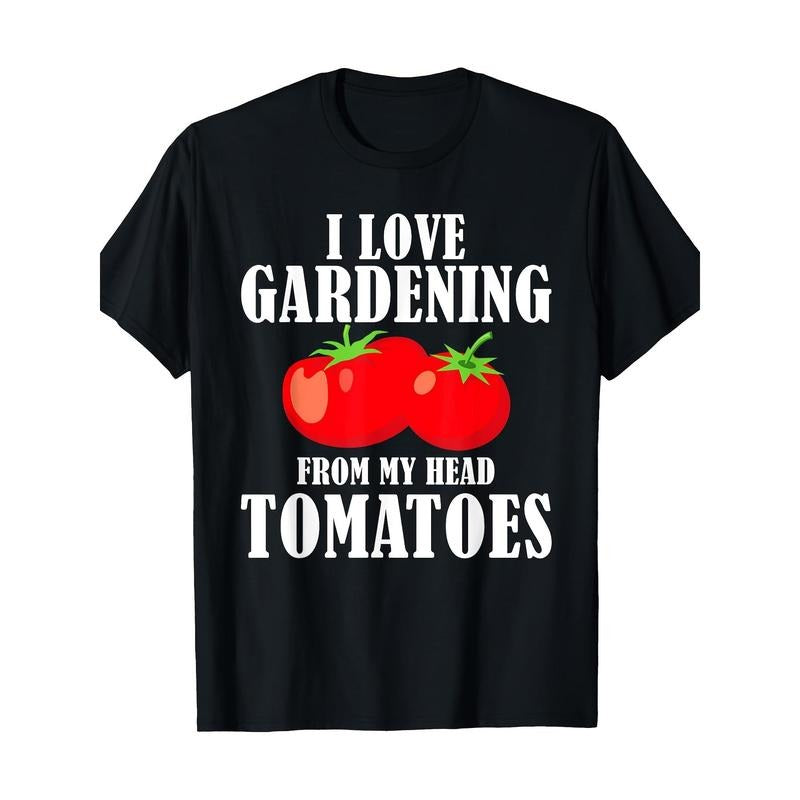 Cotton Gardening Love Tomatoes T-Shirt, 100% Cotton, Crew Neck, Short Sleeve, Regular Fit, Slight Stretch, Geometric...