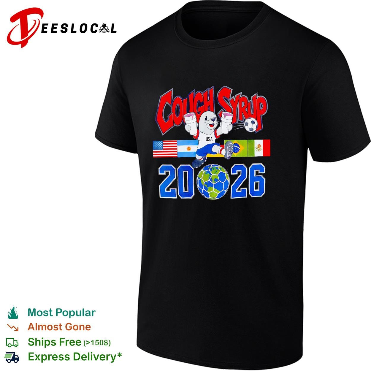 Cough syrup USA mascot soccer ball 2026 World Cup shirt