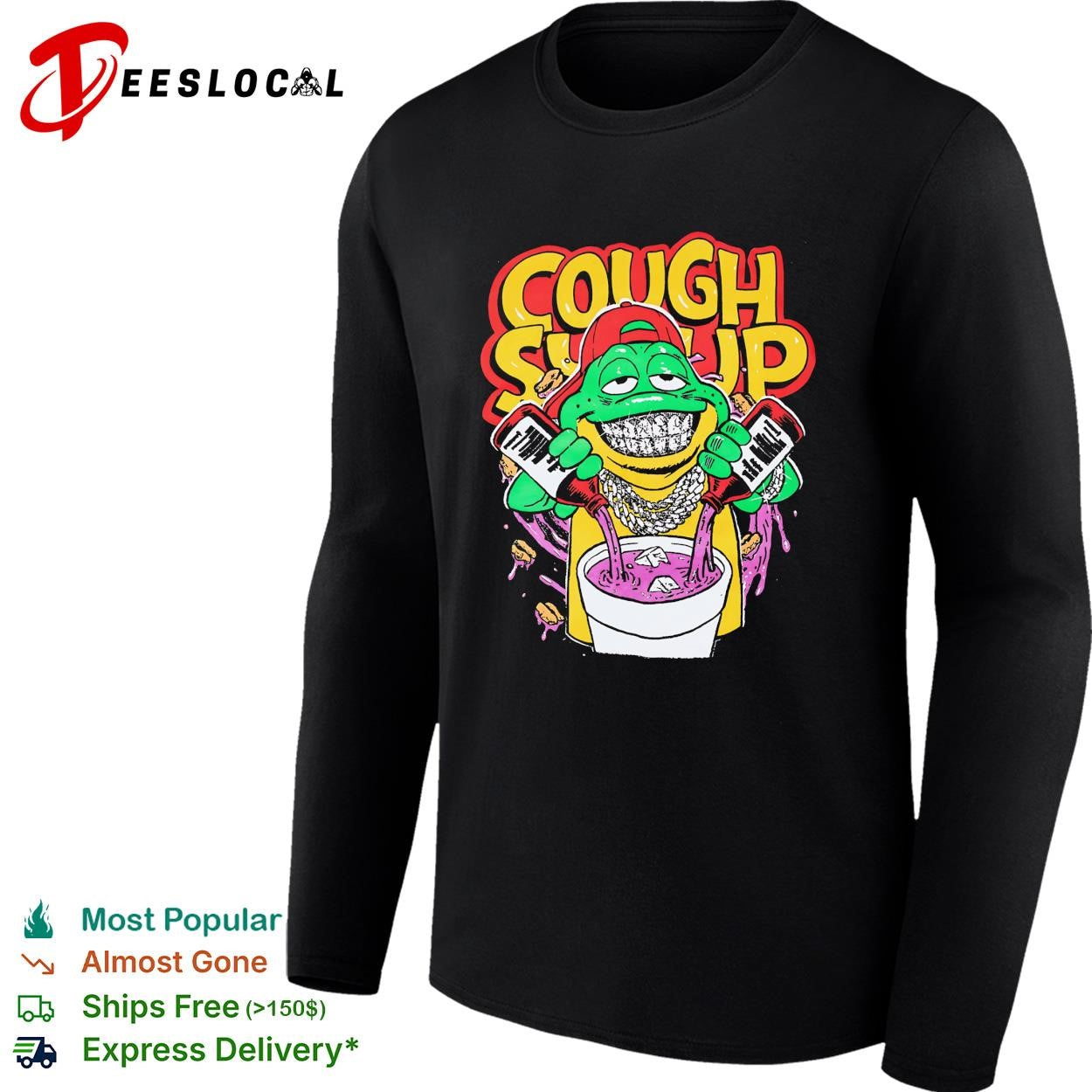 Cough syrup frog mascot parody shirt
