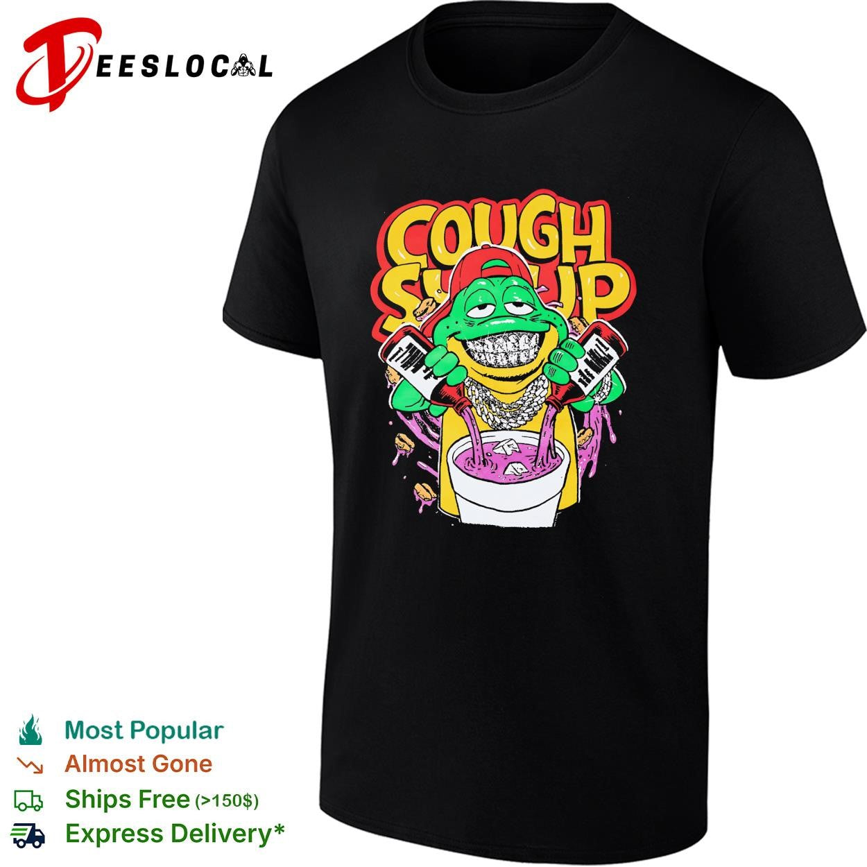 Cough syrup frog mascot parody shirt