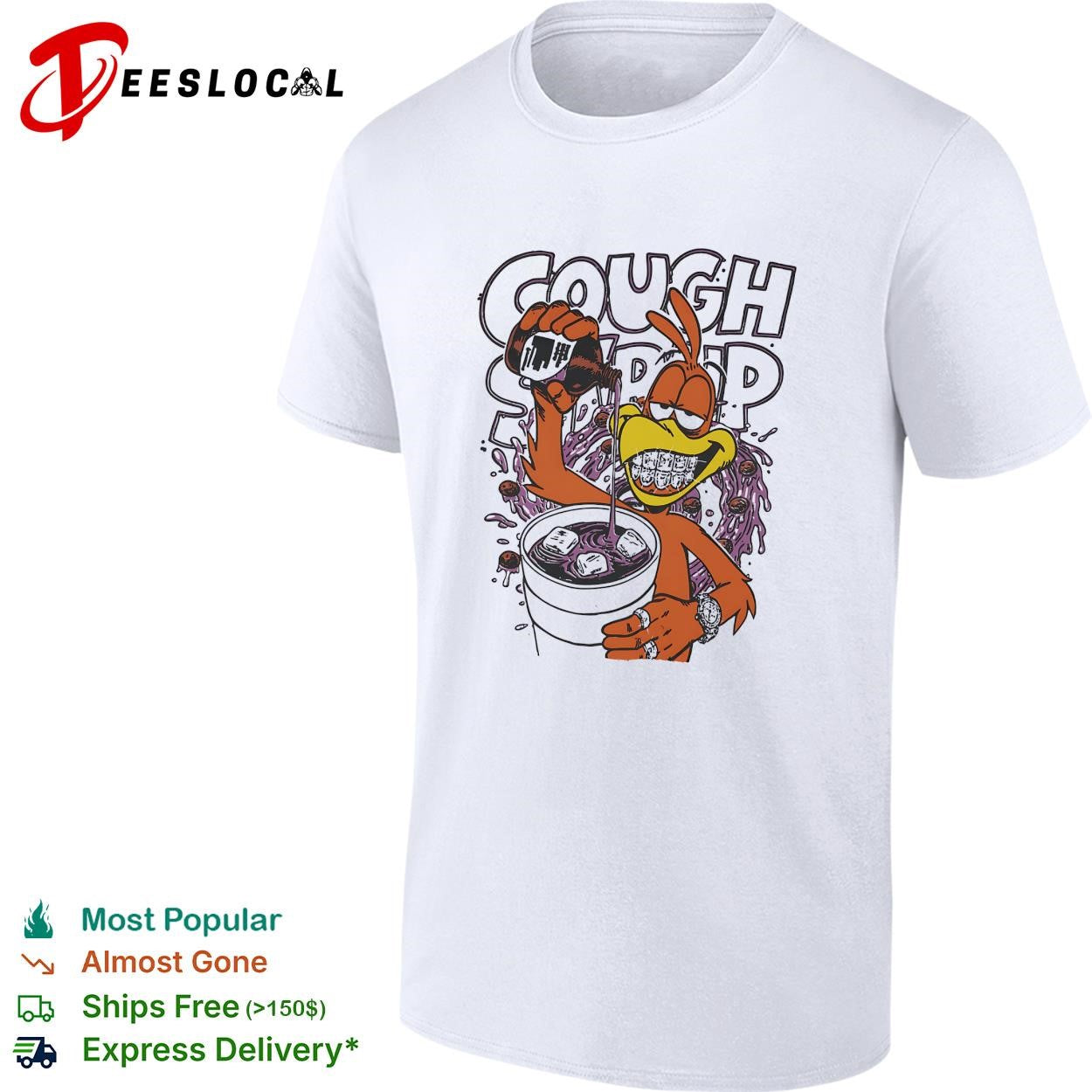 Cough syrup toucan mascot parody shirt
