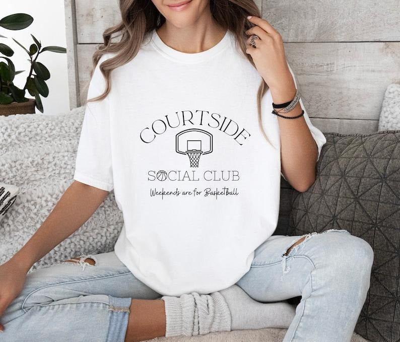 Courtside Social Club T Shirt, Basketball Mom Shirt, Basketball Dad Shirt, Basketball Mama Tee, Gift For Basketball...