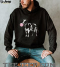 Cow Blowing Pink Bubblegum Retro Animal Graphic T Shirt
