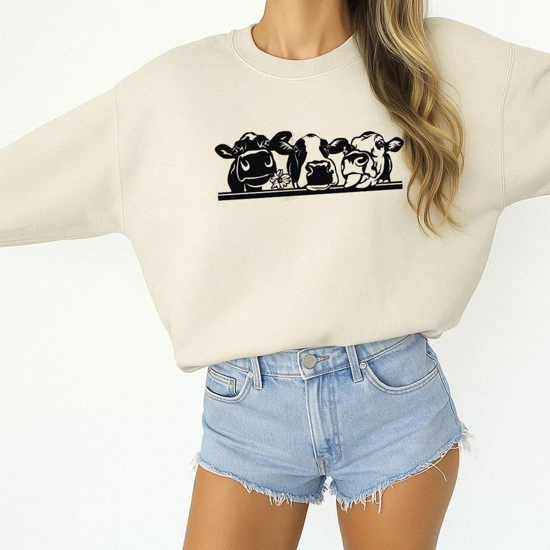 Cow Farm Animal Sweatshirt, Animal Lover T-shirt Farm Hoodie Animal Farmer Girl Gift Unisex | CiraTrend.com