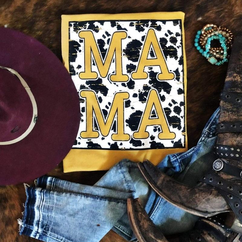 Cow Pattern Mama Graphic Tee Hoodie, Sweatshirt | CiraTrend.com
