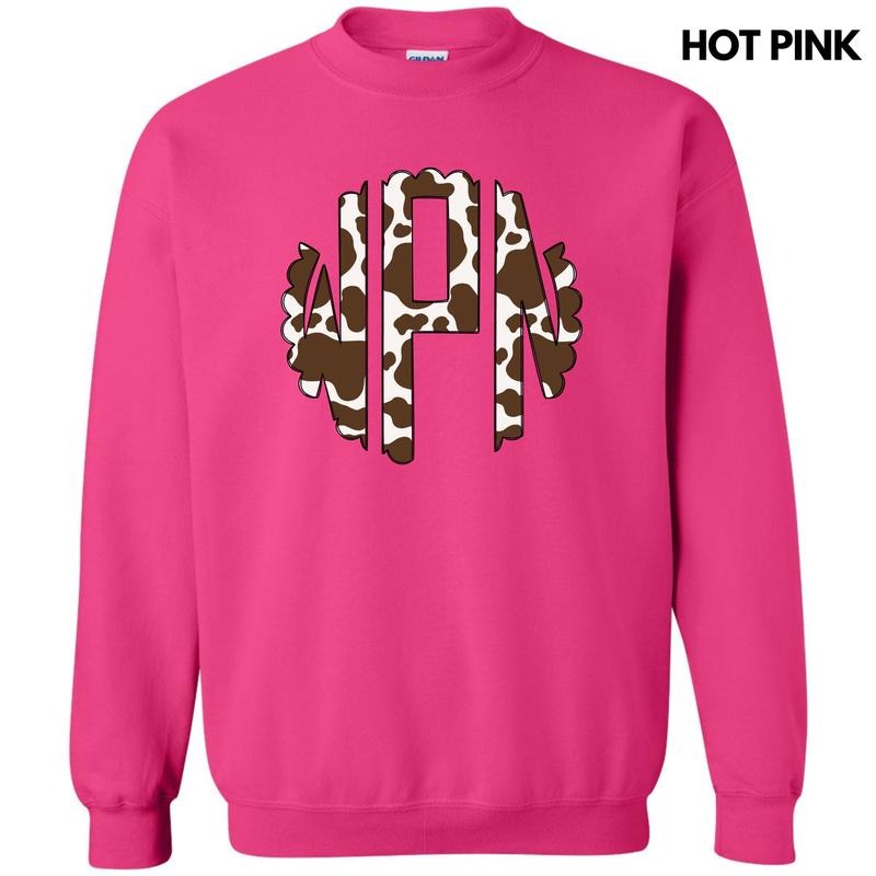 Cow Print Monogram Sweatshirt 'NLB' T-Shirts, Hoodie | CiraTrend.com