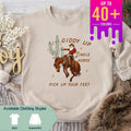 Cowboy Christmas Sweater - Giddy Up Jingle Horse Tee, Howdy Country Christmas Vibes, Perfect for Cowgirls, Christmas...