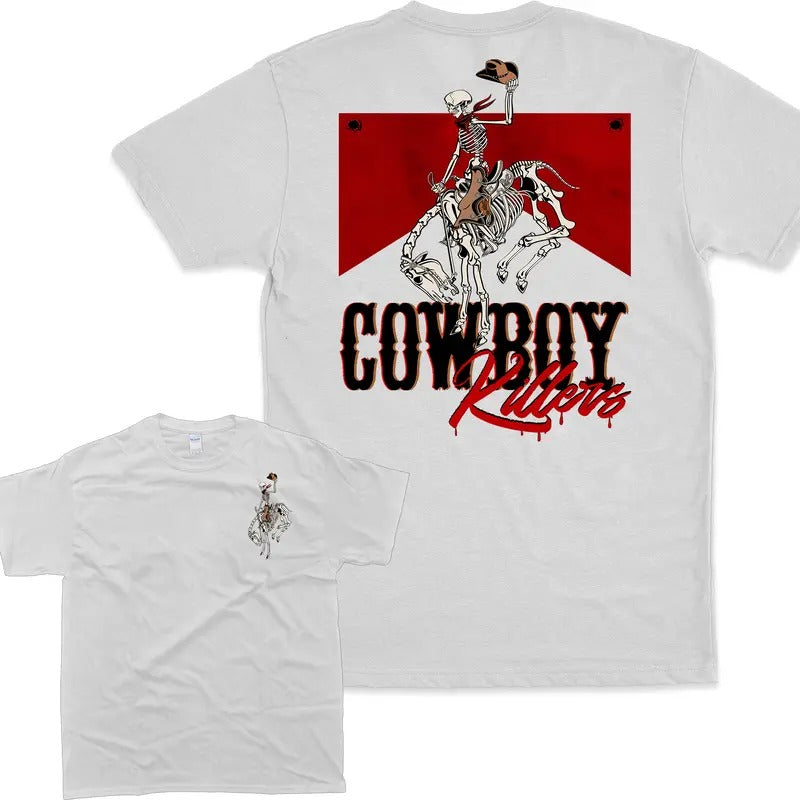 Cowboy Killers Tshirt Western Cowboy Shirt Cowboy Skeleton Tee Western Skeleton T-shirt 2 Side Tee Sweatshirt Hoodie...