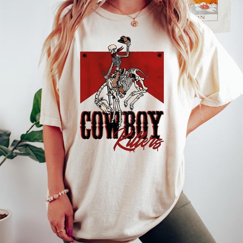 Cowboy Killers Tshirt, Retro Comfort Western Sweatshirt, Skeleton Cowboy Shirt, Cute Rodeo Gift, Western Skeleton Tee,...