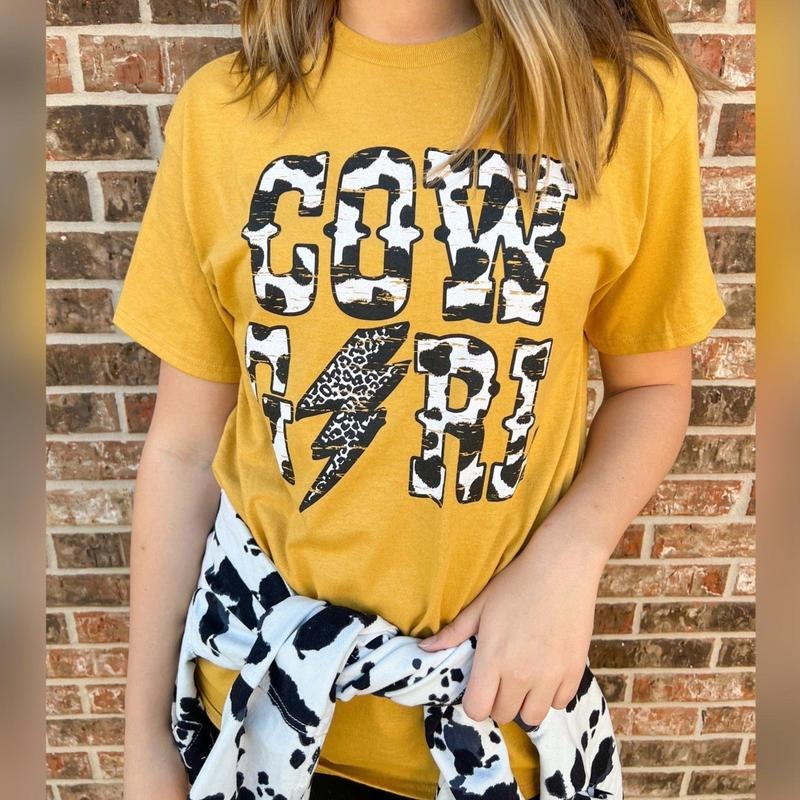 Cowgirl Cow Print Leopard Graphic Tee Hoodie, Sweatshirt | CiraTrend.com