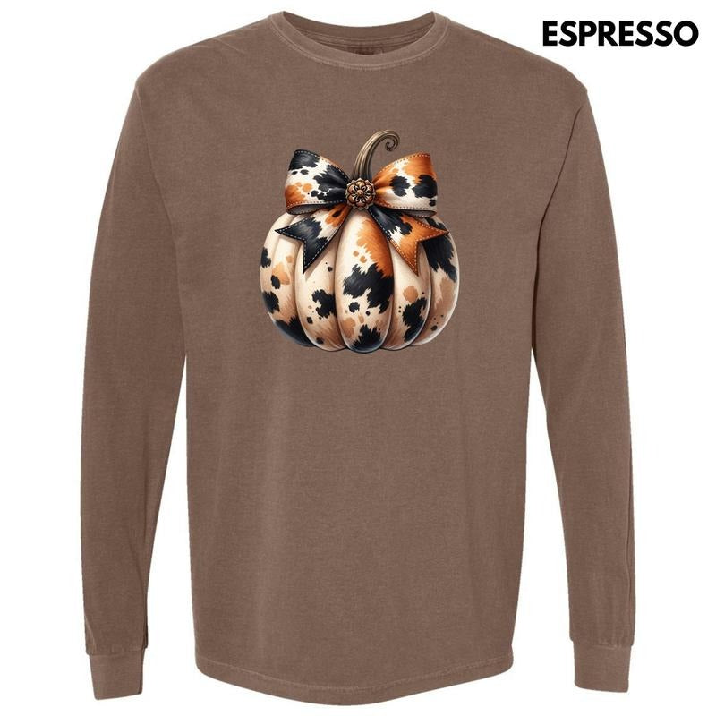 Cowhide Pumpkin Long Sleeve Comfort Colors T-Shirt 'NLB' Hoodie, Sweatshirt | CiraTrend.com