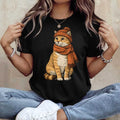 Cozy Autumn Orange Cat with Beanie and Scarf T Shirt