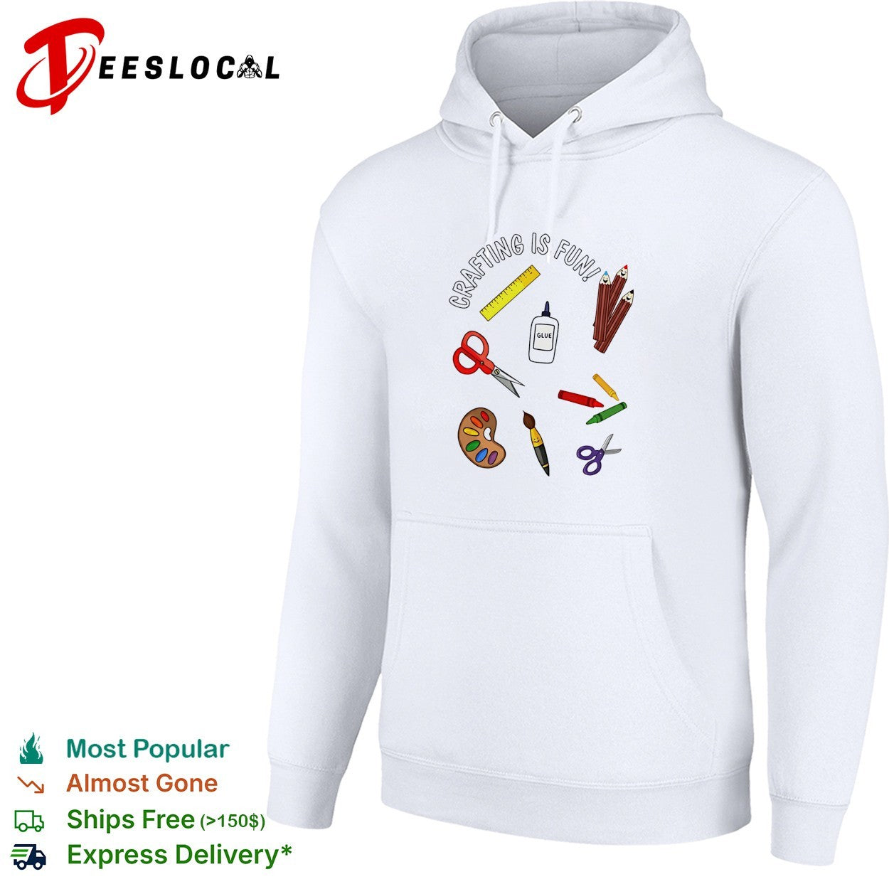 Crafting is fun art supplies scissors glue paintbrush school theme kids shirt