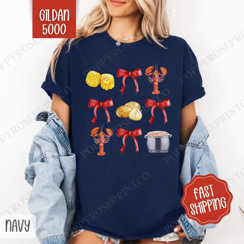 Crawfish Coquette Shirt Gildan, Crawfish Women's Tee, Cute Women's Tshirt Plus Sizes Hoodie, Sweatshirt | CiraTrend.com