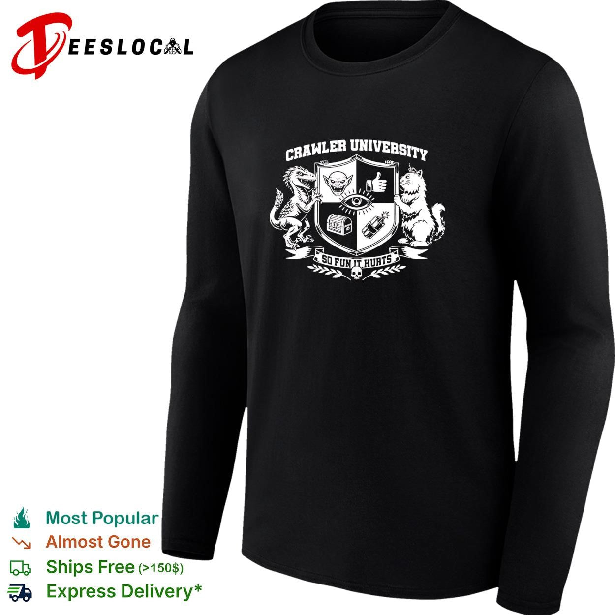 Crawler University dinosaur cat crest so fun it hurts shirt