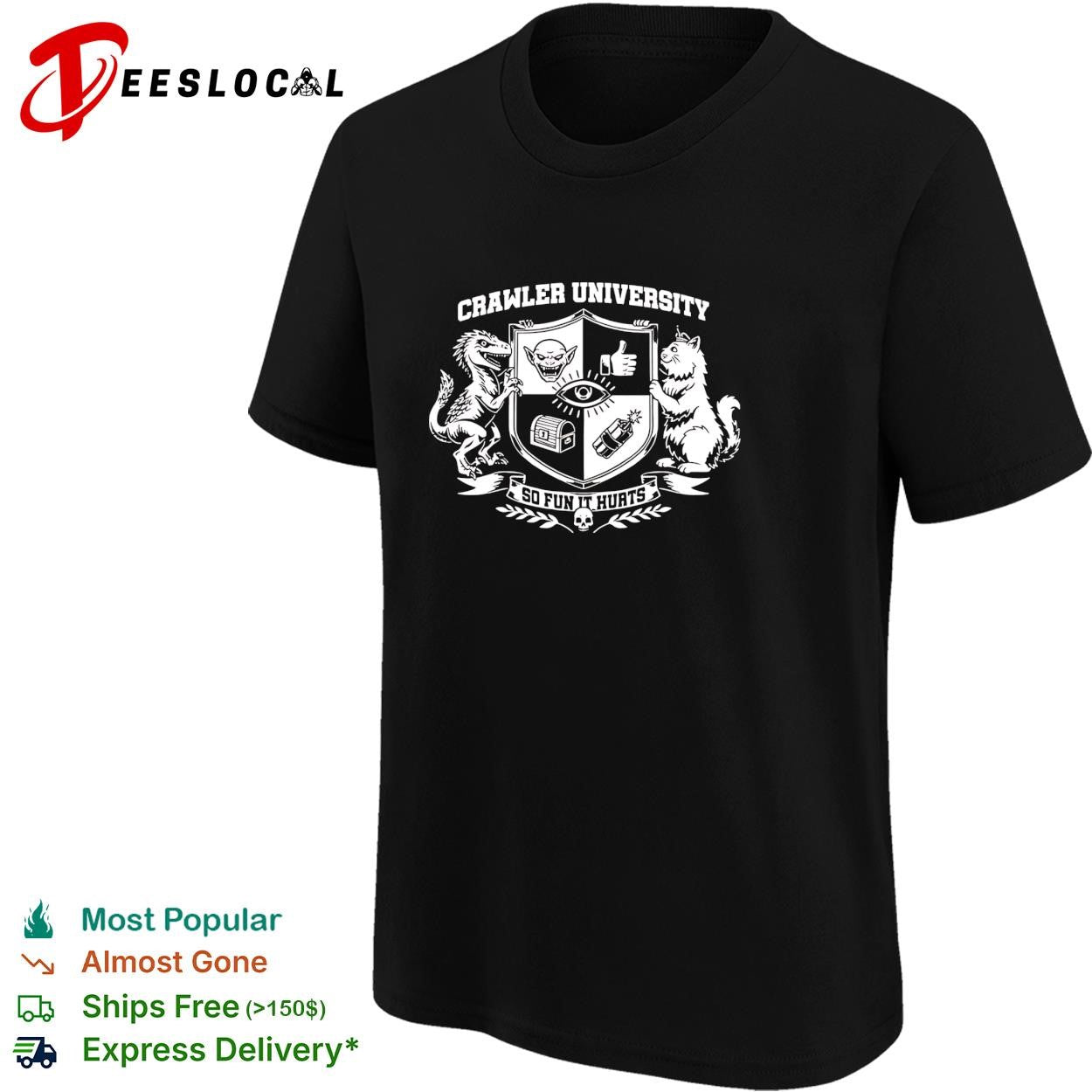 Crawler University dinosaur cat crest so fun it hurts shirt