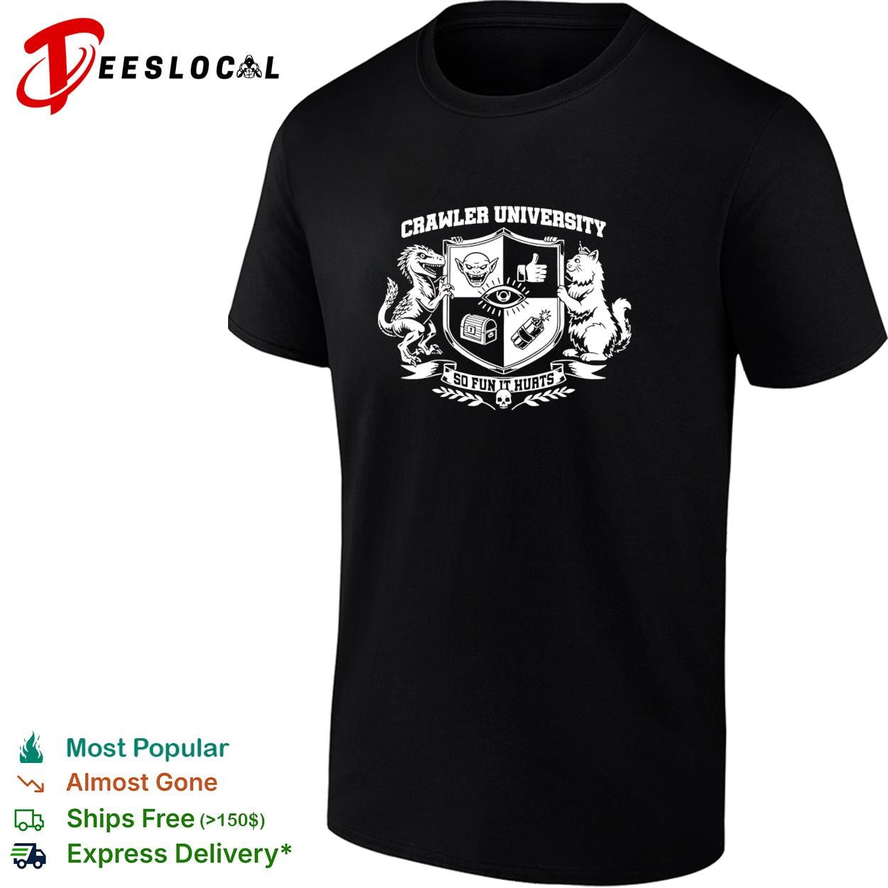 Crawler University dinosaur cat crest so fun it hurts shirt