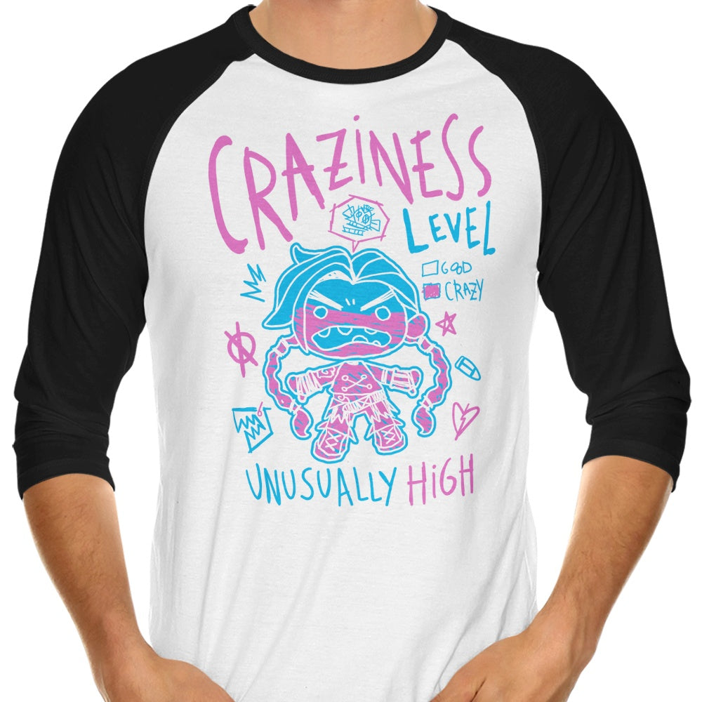Craziness Level - 3/4 Sleeve Raglan T-Shirt Hoodie, Sweatshirt | CiraTrend.com (Image 3)