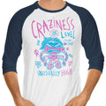 Craziness Level - 3/4 Sleeve Raglan T-Shirt Hoodie, Sweatshirt | CiraTrend.com (Image 1)