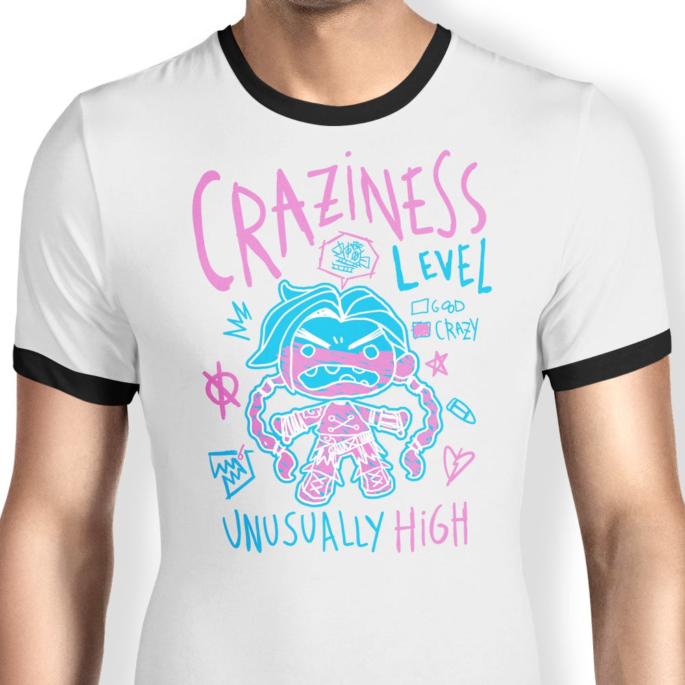 Craziness Level - Ringer T-Shirt Hoodie, Sweatshirt | CiraTrend.com (Image 1)