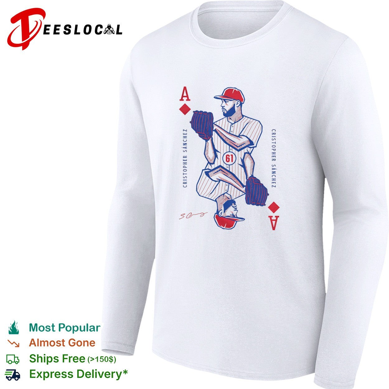 Cristopher Sanchez Philadelphia Phillies MLB Ace of Diamonds Playing Card shirt