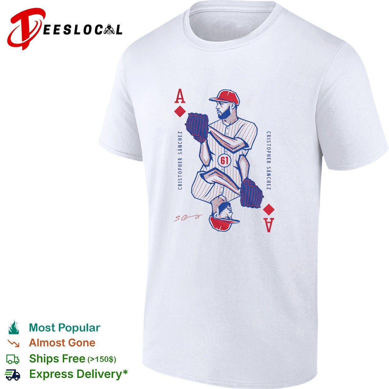 Cristopher Sanchez Philadelphia Phillies MLB Ace of Diamonds Playing Card shirt