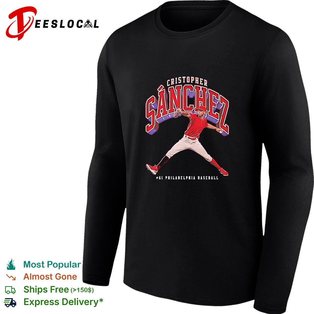 Cristopher Sanchez Philadelphia baseball number 61 shirt