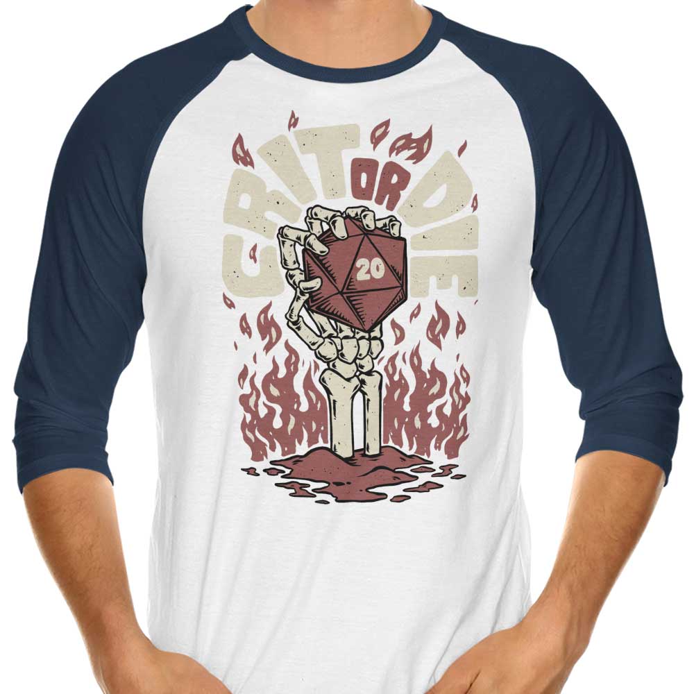 Crit or Die - 3/4 Sleeve Raglan T-Shirt Hoodie, Sweatshirt | CiraTrend.com (Image 4)
