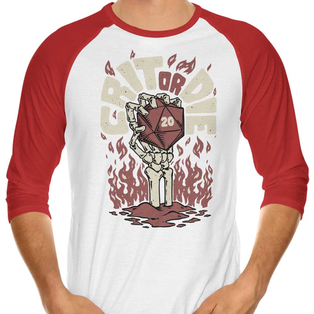 Crit or Die - 3/4 Sleeve Raglan T-Shirt Hoodie, Sweatshirt | CiraTrend.com (Image 3)