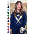 Crossed Bats Sequin Baseball Graphic  Long Sleeve T-Shirt Hoodie, Sweatshirt | CiraTrend.com