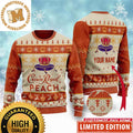 Crown Royal Peach Snowflakes Reindeer Knitting Personalized Orange Holiday Ugly Sweater