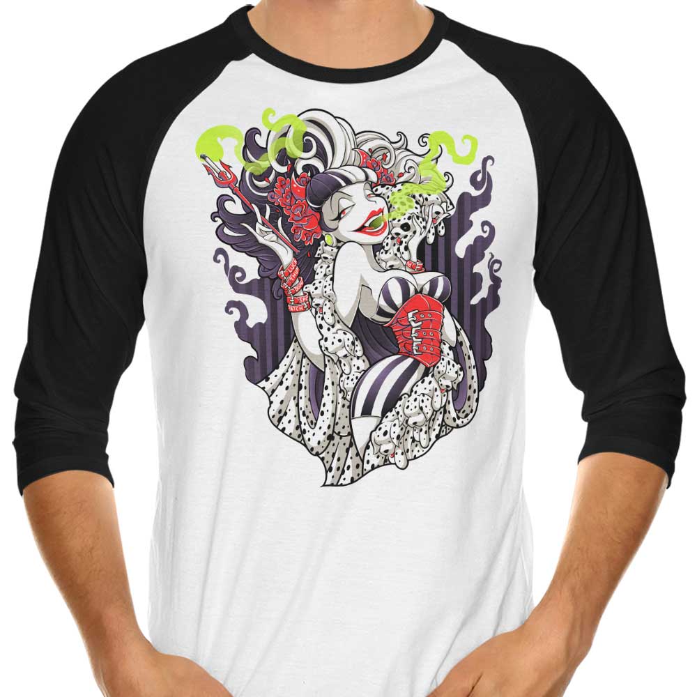 Cruella de Mon - 3/4 Sleeve Raglan T-Shirt Hoodie, Sweatshirt | CiraTrend.com (Image 1)