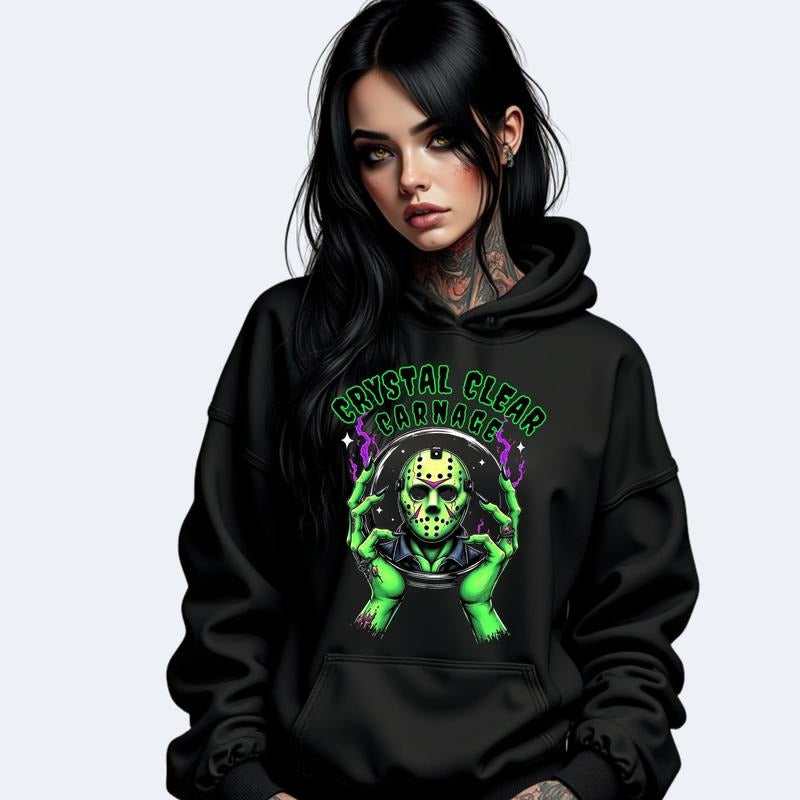 Crystal Clear Carnage Casual Unisex Halloween T-Shirt Sweatshirt or Hoodie Streetwear Crewneck Womenswear Top Long Sleeve...