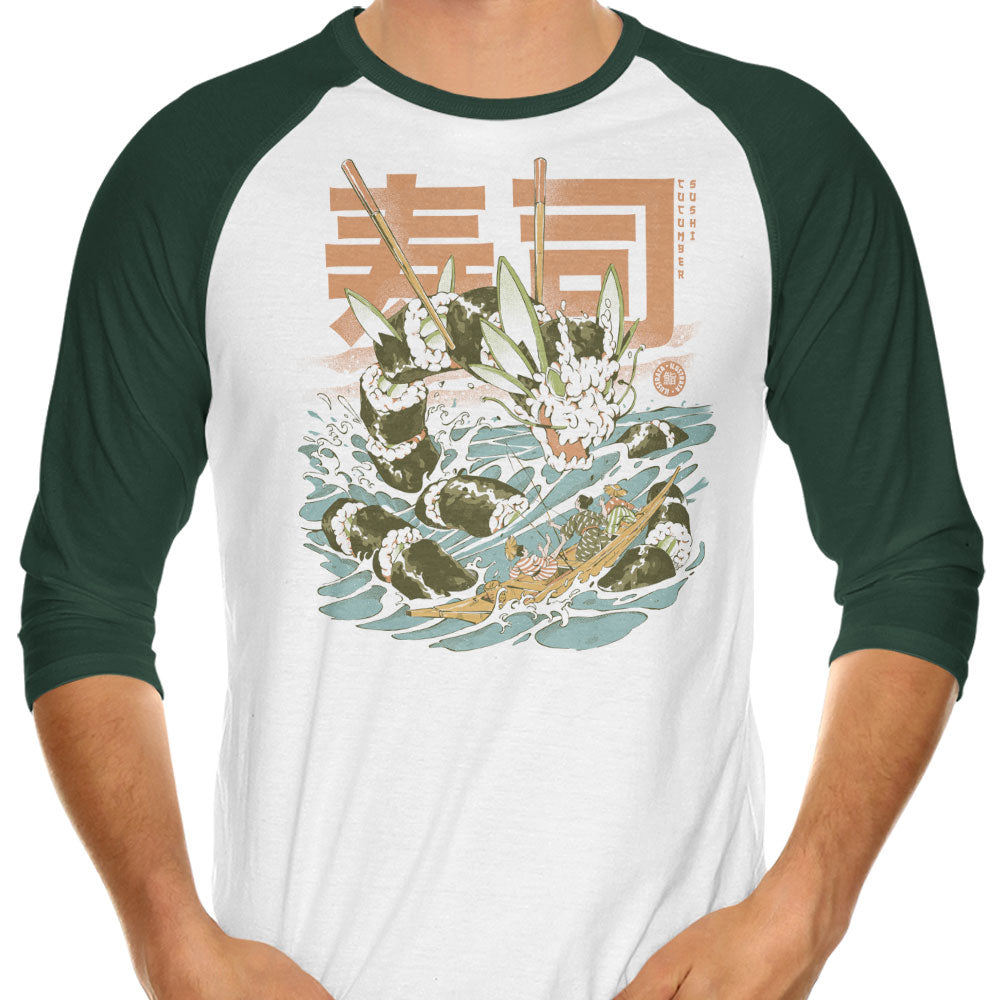 Cucumber Sushi Dragon - 3/4 Sleeve Raglan T-Shirt Hoodie, Sweatshirt | CiraTrend.com (Image 3)