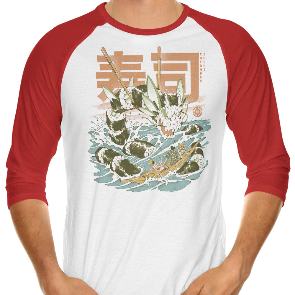 Cucumber Sushi Dragon - 3/4 Sleeve Raglan T-Shirt Hoodie, Sweatshirt | CiraTrend.com (Image 4)