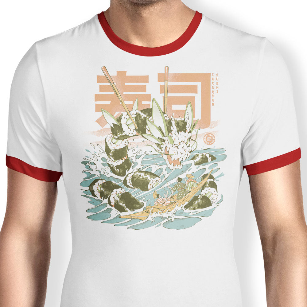 Cucumber Sushi Dragon - Ringer T-Shirt Hoodie, Sweatshirt | CiraTrend.com (Image 3)