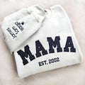 Custom Embroidered Mama Sweatshirt with Kids Names on Sleeve New Mom Hoodie Personalized Gift for Mom Crewneck Pullover...