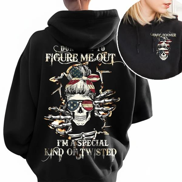 Custom Generation Skull Hoodie Don't Try To Figure Me Out Gen X Baby Boomers Millennial FAFO Hoodie Raised on Hose Water...