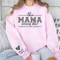 Custom Mama Sweatshirt With Kids Name On Sleeve, I Wear My Heart On My Sleeve, Mom Hoodie, Mothers Day Gift for Mom,...