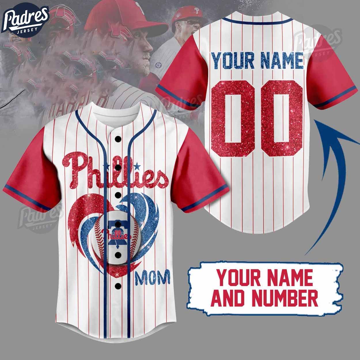 Custom Philadelphia Phillies I Love Mom Baseball Jersey - Padres Jersey Oasis: Elevate Your Baseball Style Game