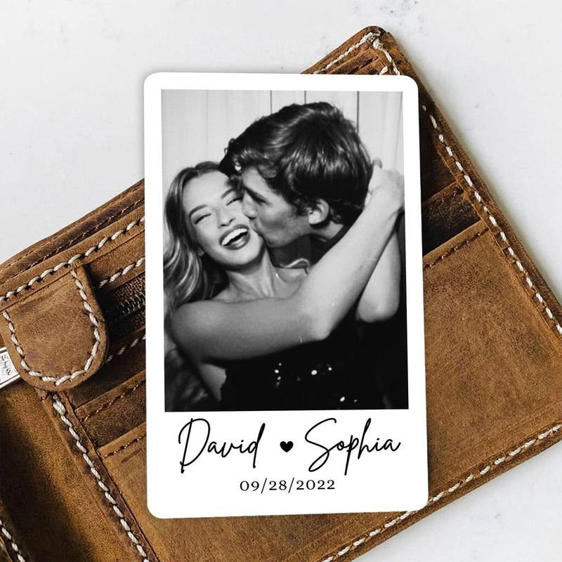 Custom Photo Wallet Card, Valentine Day Gifts for Him, Couple Photo Card, Wallet Insert Card, Husband Boyfriend Gift,...
