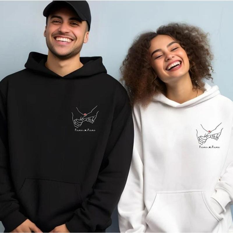 Custom Pinky Promise Hoodie, Matching Couple Hoodies, Valentines Day Gift, Personalized Name Date Hoodie, Anniversary...
