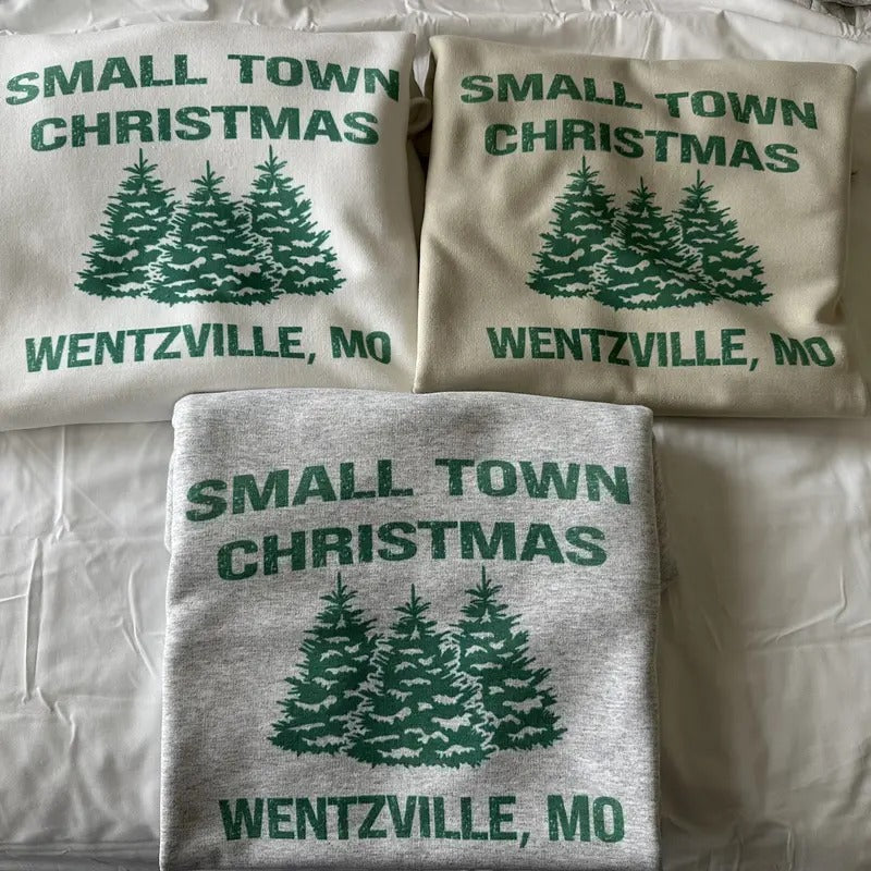 Custom Small Town Christmas Sweatshirt Christmas Sweatshirt Comfy Sweatshirt T-Shirts, Hoodie | CiraTrend.com