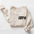 Customized 1974 Sweatshirt, 50th Birthday Sweatshirt, Custom Birthday Gift for Women, 50th Birthday Gift Shirts, Happy...