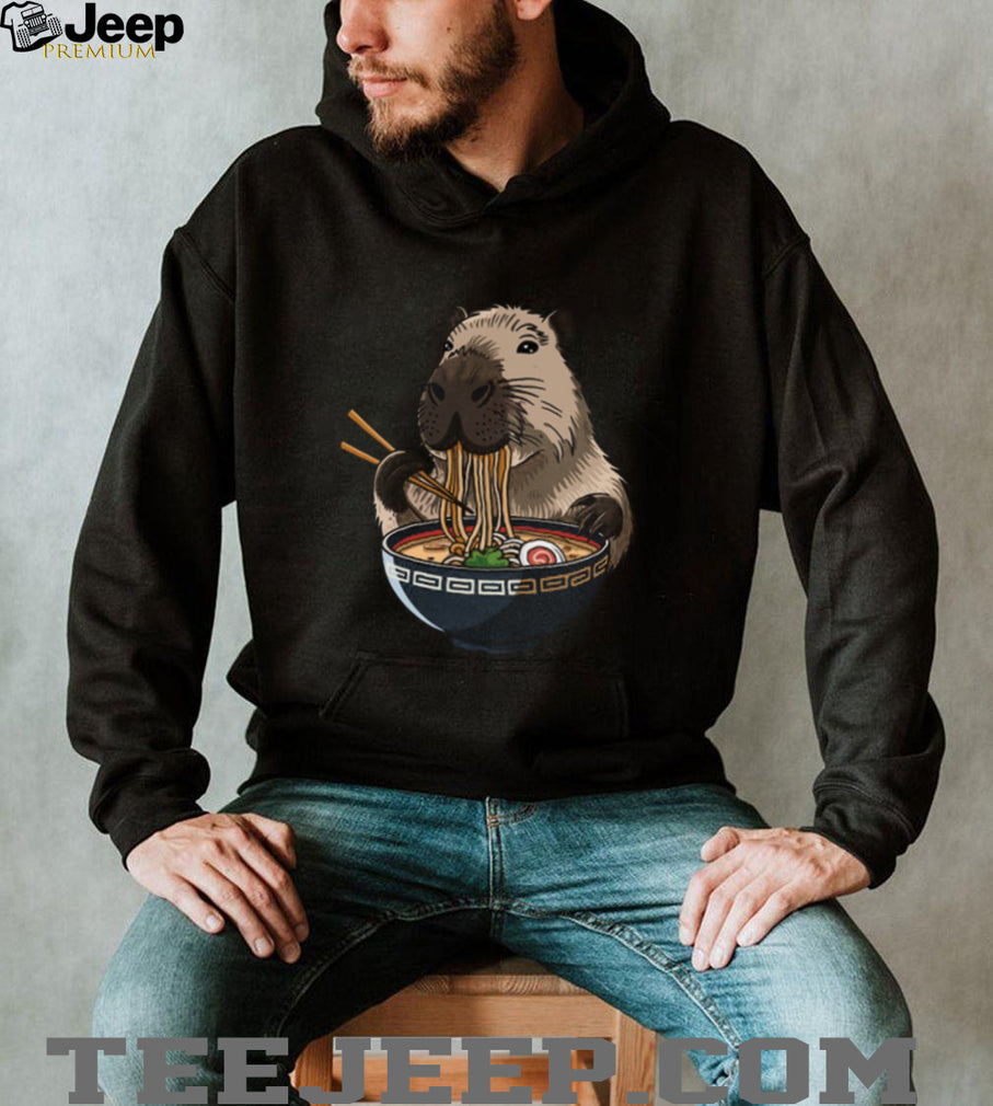 Cute Capybara Eating Ramen Noodles Japanese Style T Shirt