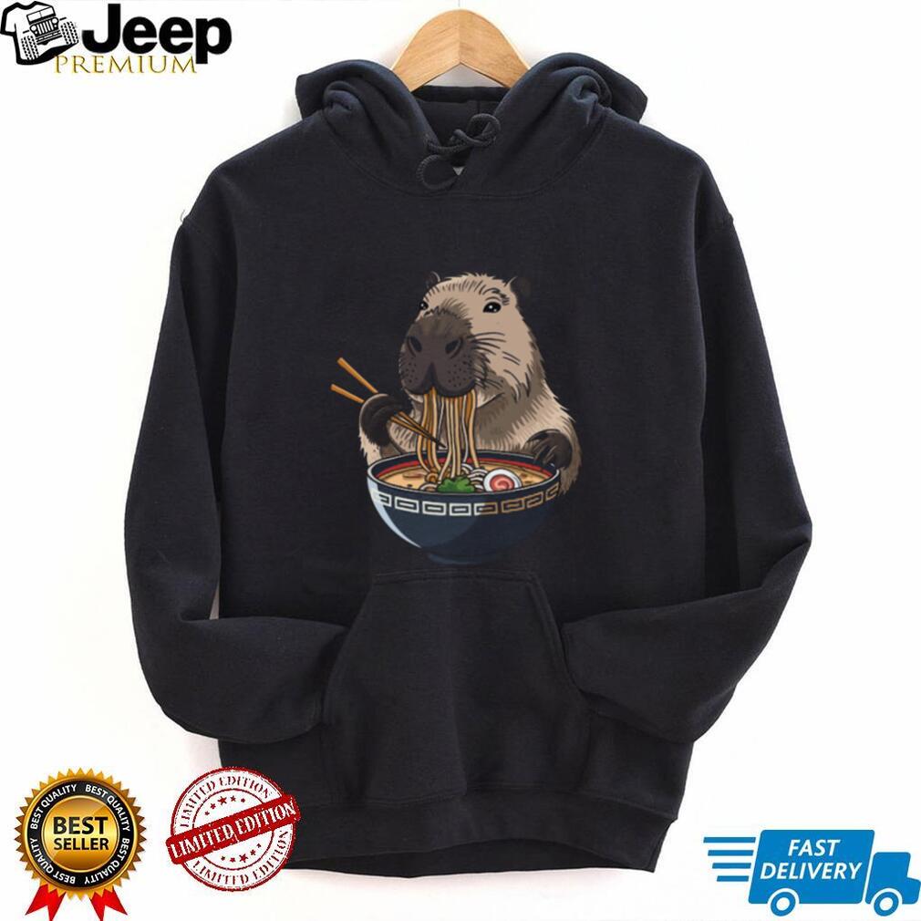 Cute Capybara Eating Ramen Noodles Japanese Style T Shirt