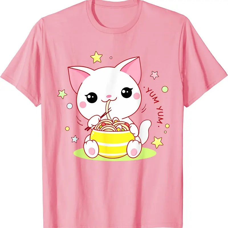 Cute Cat Ramen Noodle Kawaii Anime Youth Teen Girl TShirt Hoodie, Sweatshirt | CiraTrend.com