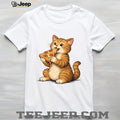 Cute Fat Orange Tabby Cat Eating Pizza Slice T Shirt
