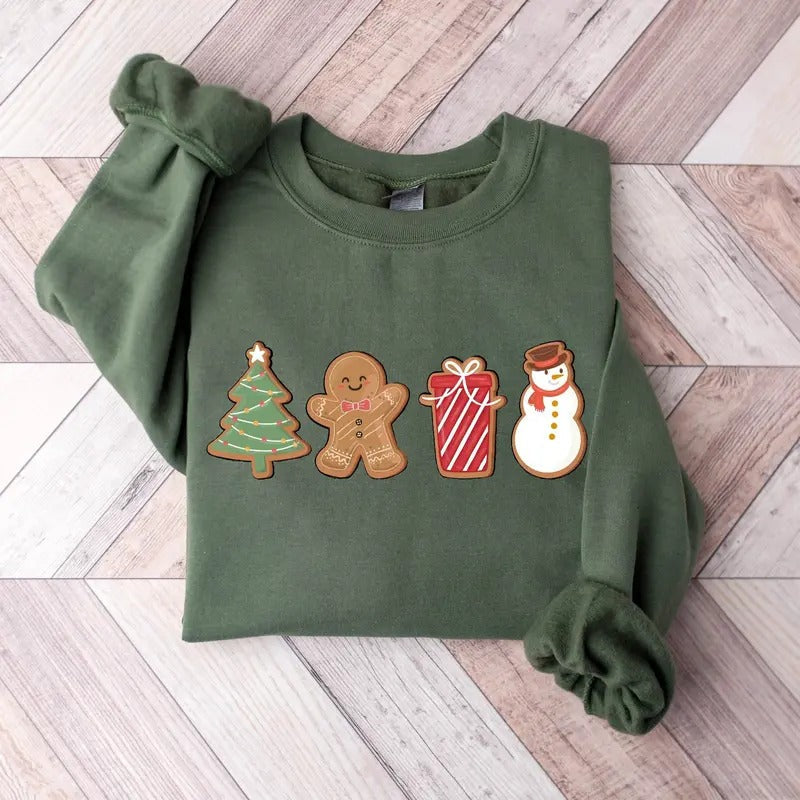 Cute Gingerbread Cookies Sweatshirt, Christmas Gingerbread Cookies Sweatshirt, Womens Christmas Sweatshirt, Merry...